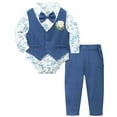 thumbnail image 1 of WOYY Boys Formal Suit Tuxedo Outfits Long Sleeve Bodysuit Vest Pants Set for Baby, Sizes 0-18 Months, 1 of 4
