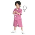 thumbnail image 1 of WOYY Infant Boys Formal Tuxedo Suit Short Sleeve Blazer Shorts Party Outfits, Sizes 18-24M, 1 of 7