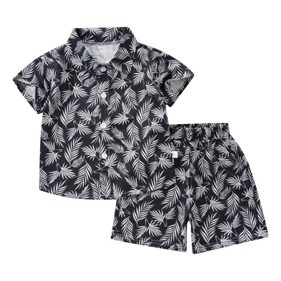 WOYY Infant Boys Hawaii Outfits Summer Beach Button Down Shirt Shorts Set, Sizes 12-18M
