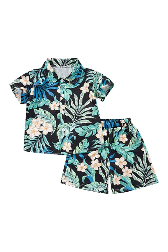 Infant Boys Hawaii Outfits Summer Beach Button Down Shirt Shorts Set, Sizes 12-18M