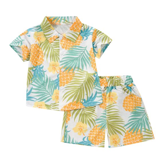 WOYY Infant Boys Hawaii Outfits Summer Beach Short Sleeve Shirt Shorts Set, Sizes 12M-5T