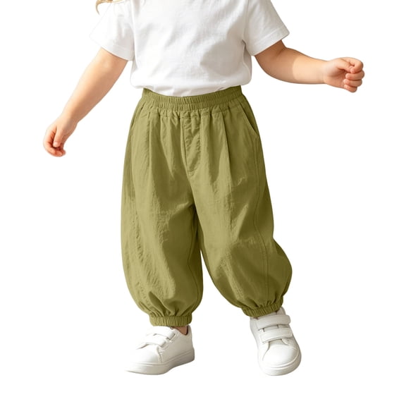 WOYY Infant Boys Lightweight Baggy Pants Pull On Soft Breathable Pants for Kids, Green