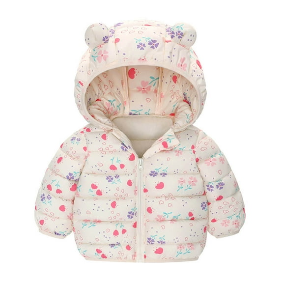 WOYY Boys Lightweight Down Jacket Cute Cartoon Hooded Winter Coat, Sizes 18-24M