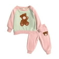 thumbnail image 1 of WOYY Infant Boys Outfits Bear Embroidery Fleece Sweatshirt Pants Sweatsuit, Sizes 12-18M, 1 of 2
