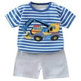 thumbnail image 1 of WOYY Boys Outfits Cotton Striped Short Sleeve Graphic Tee and Shorts Set Baby 2Pcs Set, Sizes 0-6, 1 of 4