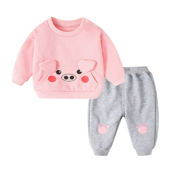 WOYY Infant Boys Outfits Cute Animal Crewneck Sweatshirt Sweatpants 2Pcs Set, Sizes 18-24M