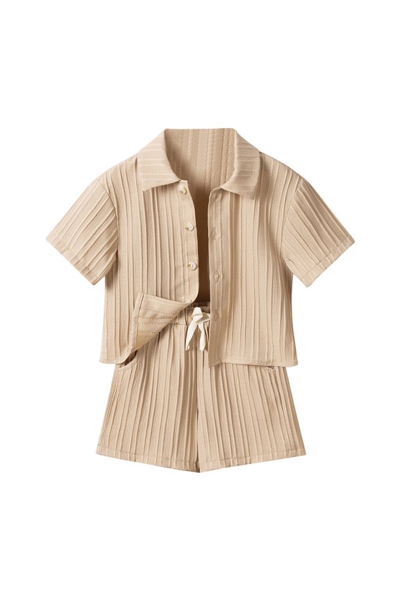 Boys Outfits Lightweight Short Sleeve Button-Down Shirt Shorts Set, Sizes 12-24M