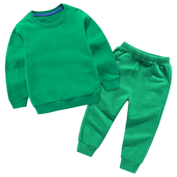 WOYY Boys Outfits Solid Color Long Sleeve Pullover Sweatshirt Pants 2Pcs Clothes Set, Sizes 12-24M