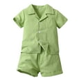 thumbnail image 1 of WOYY Infant Boys Outfits Solid Color Short Sleeve Button Shirt Shorts Set, Sizes 6M-5T, 1 of 3