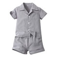 thumbnail image 1 of WOYY Infant Boys Outfits Solid Color Short Sleeve Button Shirt Shorts Set, Sizes 6M-5T, 1 of 3