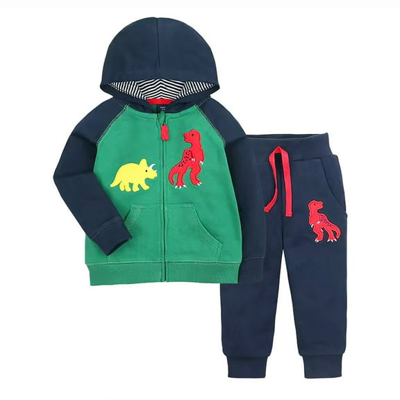 WOYY Infant Boys Outfits Zip Up Hoodie Jacket Sweatpants Sweatsuit Pants Set, Sizes 12-18M