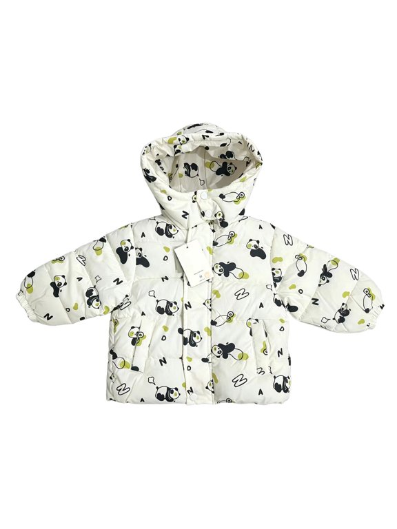 Boys Panda Puffer Coat Winter Outerwear Hooded Padded Jacket Kids Overcoat