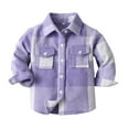 thumbnail image 1 of WOYY Boys Plaid Long Sleeve Button Down Shirt Casual Unisex Pocket Shirt Jacket, 1 of 3