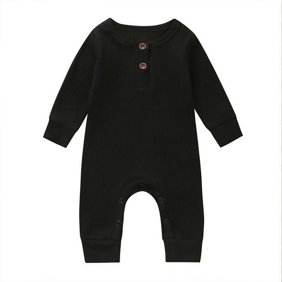 WOYY Infant Boys Ribbed Solid Long Sleeve Jumpsuit Casual Romper Baby Clothes, Sizes 12-18M