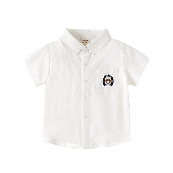 WOYY Boys Short Sleeve Button Down Shirt School Casual Shirt, Sizes 1-6 & Husky