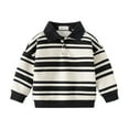 thumbnail image 1 of WOYY Boys Striped Polo Shirt Long Sleeve Sweatshirt Pullover Top, Sizes 18-24M, 1 of 8