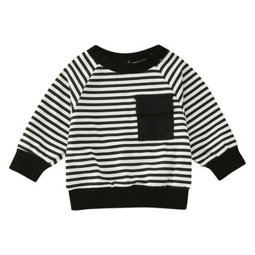 WOYY Boys Striped Sweatshirt Long Sleeve Crewneck Pullover Clothes Top for Kids