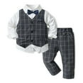 thumbnail image 1 of WOYY Infant Boys Suit 3 Piece Long Sleeve Shirt Plaid Vest Pants Outfits, Sizes 18-24M, 1 of 2