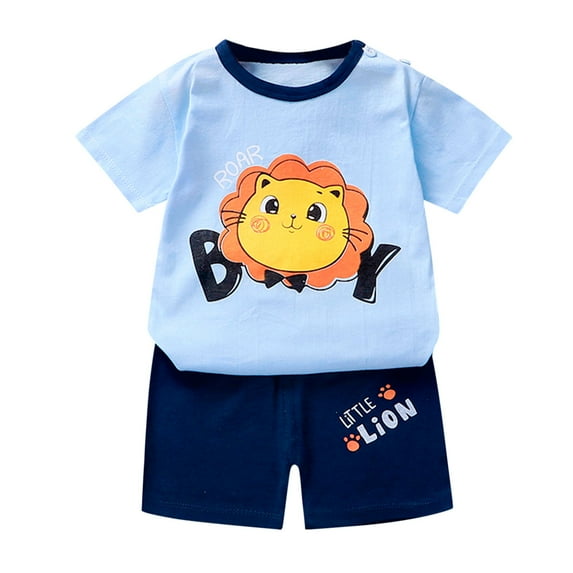 WOYY Infant Boys Summer Clothes Sets Cartoon Short Sleeve T Shirt Shorts Set, Sizes 9-18M