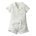 thumbnail image 1 of WOYY Infant Boys Summer Outfits Beach Solid Short Sleeved Button-Up Shirt Shorts Set, 1 of 3