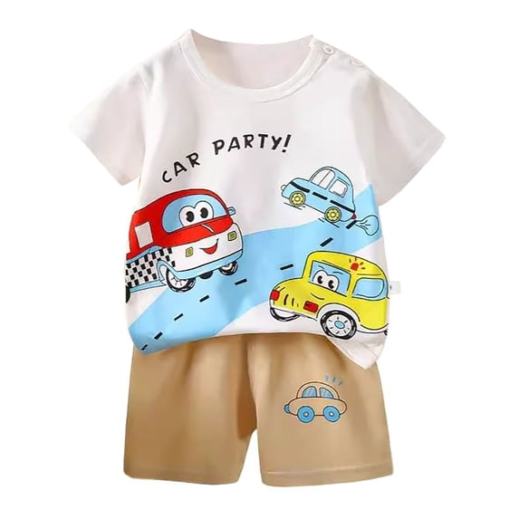 WOYY Infant Boys Summer Outfits Cute Short Sleeve T-Shirt and Shorts 2Pcs Set, Sizes 3M-6
