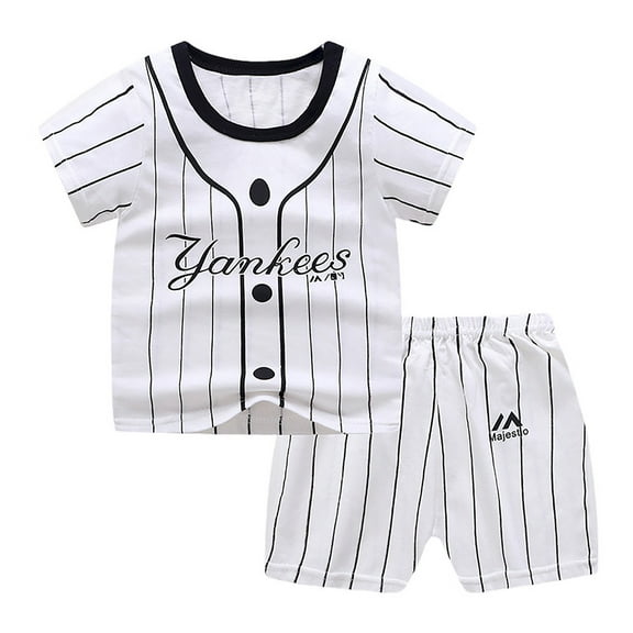 WOYY Infant Boys Summer Pajamas Short Sleeve Graphic T-Shirt Plaid Shorts Set Sleepwear Loungewear, Sizes 18-24M