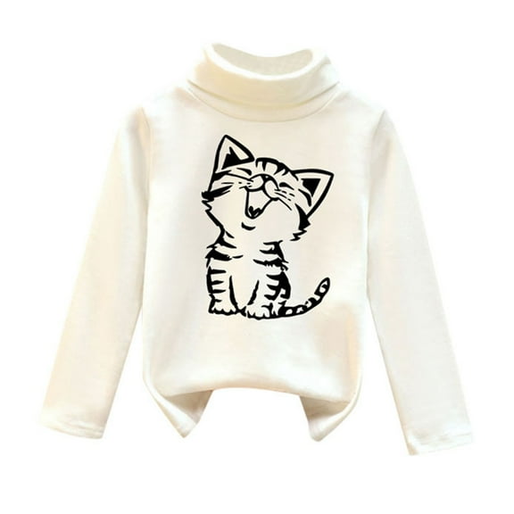 WOYY Infant Girl's Fleece Shirts High Neck Soft Tops T Shirt Thicken Pullover Sweatshirt