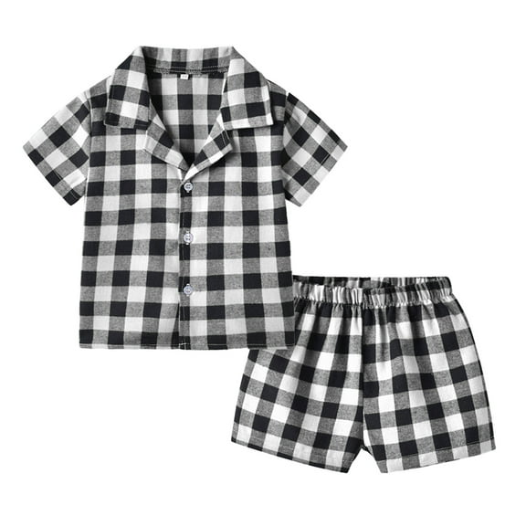 WOYY Infant Girl's Pajamas Cotton Plaid Nightwear Clothes Set, 2-Piece, Sizes 0M-5T
