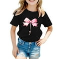 thumbnail image 1 of WOYY Infant Girls Bow Print Graphic Tee Short Sleeve Summer T Shirt Cotton Casual T-Shirt, 1 of 3