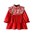 thumbnail image 1 of WOYY Infant Girls Chinese New Year Party Dress Velour Long Sleeve Winter Dress, Sizes 18-24M, 1 of 5