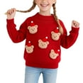 thumbnail image 1 of WOYY Girls Cute Bear Sweater Soft Crewneck Knitted Pullover Top, Sizes 18-24M, 1 of 3