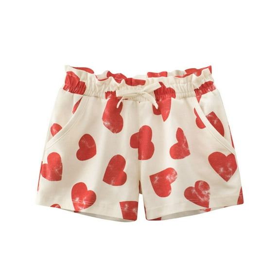 WOYY Girls Cute Lightweight Shorts Strawberry Print Pull-On Shorts Activewear, Sizes 1-7