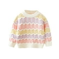 thumbnail image 1 of WOYY Infant Girls Cute Rainbow Stripe Sweater Knitted Crewneck Pullover for Fall Winter, 1 of 3