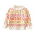 thumbnail image 1 of WOYY Girls Cute Rainbow Stripe Sweater Knitted Crewneck Pullover for Fall Winter, 1 of 5