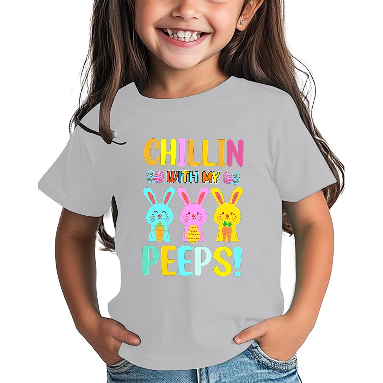 WOYY Infant Girls Easter T Shirt Bunny Print Short Sleeved T-Shirt ...