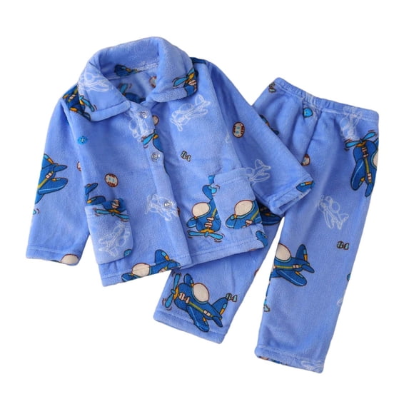 WOYY Infant Girls Flannel Outfit Set Long Sleeve Coat Pants Warm Sleepwear, Sizes 18-24M