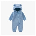 thumbnail image 1 of WOYY Girls -Lined Romper Hooded Zipper Jumpsuit Fuzzy Onesies, Sizes 12-18M, 1 of 2