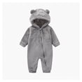 thumbnail image 1 of WOYY Girls -Lined Romper Hooded Zipper Jumpsuit Fuzzy Onesies, Sizes 12-18M, 1 of 2