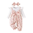 thumbnail image 1 of WOYY Girls Floral Ribbed Long Sleeve Romper Baby Jumpsuit with Headband, Sizes 9-12M, 1 of 7