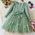 thumbnail image 1 of WOYY Infant Girls Flower Embroidery Mesh Dress Long Sleeve Ribbed Dress, Sizes 6M-5T, 1 of 3
