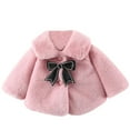 thumbnail image 1 of WOYY Girls Fuzzy Outerwear Coat Bow Warm Shawl Cloak Jacket, Sizes 18-24M, 1 of 3