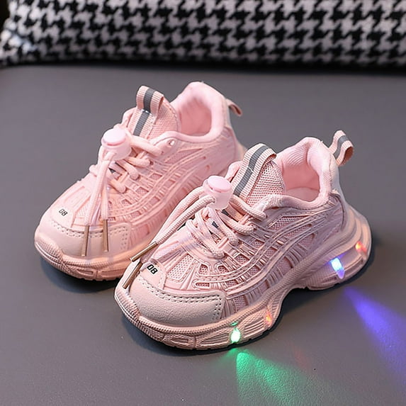 WOYY Girls Light Sneakers Non Soft Sole Sports Shoes Kids Breathable Shoes