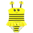 thumbnail image 1 of WOYY Girls One-Piece Swimsuit Cartoon Bee Ruffle Cute Bathing Suit Kids Swimwear, 1 of 6