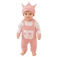 thumbnail image 1 of WOYY Girls Outfits Baby Cute Romper and Overalls with Hat 3Pcs Set, Sizes 0-18 Months, 1 of 6