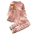 thumbnail image 1 of WOYY Infant Girls Outfits Cotton Floral Print Long Sleeve Mesh Top Pants Set, Sizes 18-24M, 1 of 5