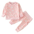 thumbnail image 1 of WOYY Girls Outfits Floral Print Cotton Sweatshirt Pants Set Baby 2Pcs Set, Sizes 0-24 Months, 1 of 4