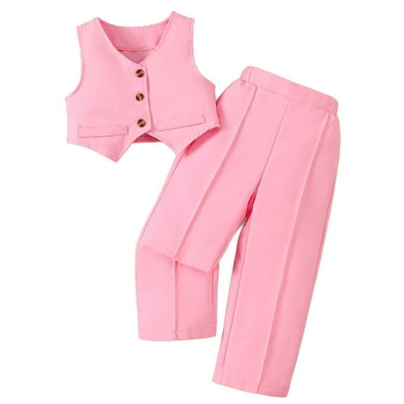 WOYY Infant Girls Outfits Tuxedo Formal Suit Vest and Pants 2-Piece Set, Sizes 12-24M