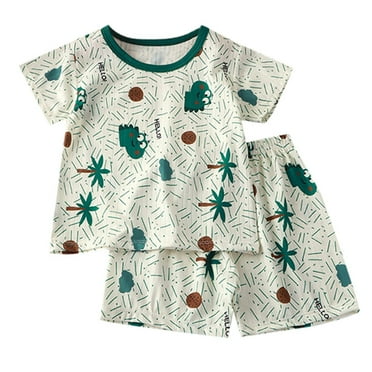 WOYY Infant Girls Pajamas Cartoon Print Short Sleeve Top Shorts Sleepwear, Sizes 18-24M