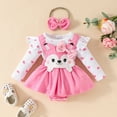 thumbnail image 1 of WOYY Infant Girls Romper Dress Cartoon Print Long Sleeve Bodysuit With Headband Outfits, 1 of 6