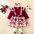 thumbnail image 1 of WOYY Infant Girls Romper Skirt Outfits Long Sleeve Bodysuit Flower Print Skirt Hairband, 1 of 2